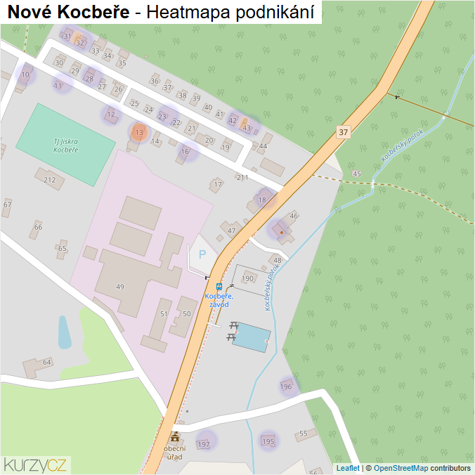 Mapa Nové Kocbeře - Firmy v části obce.