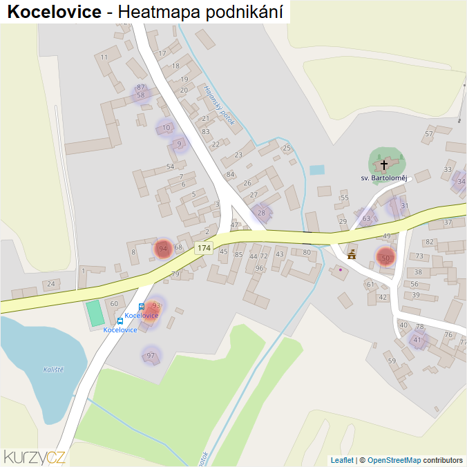 Mapa Kocelovice - Firmy v části obce.
