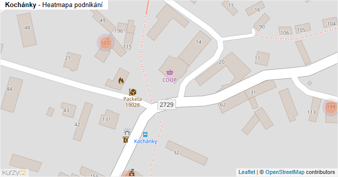 Kochánky - mapa podnikání