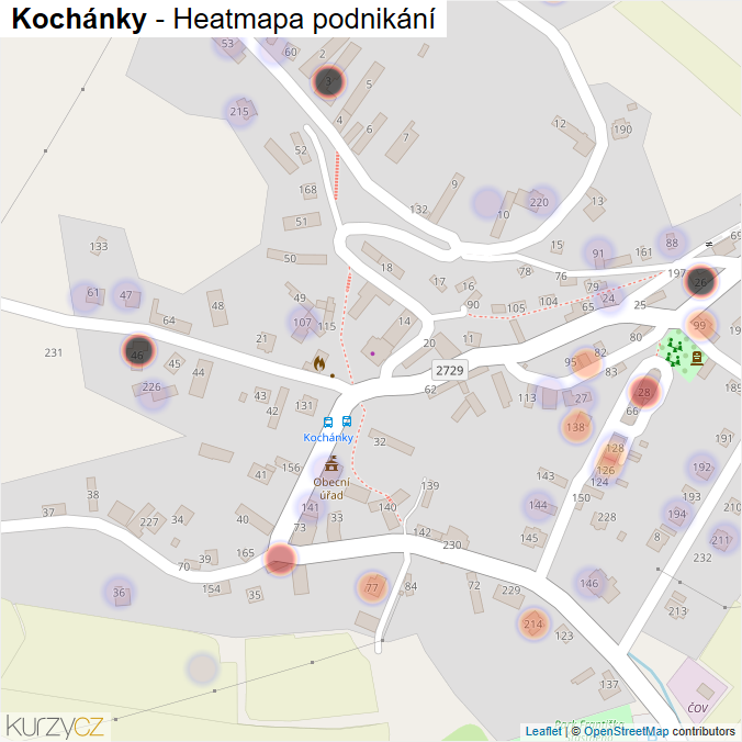 Mapa Kochánky - Firmy v části obce.
