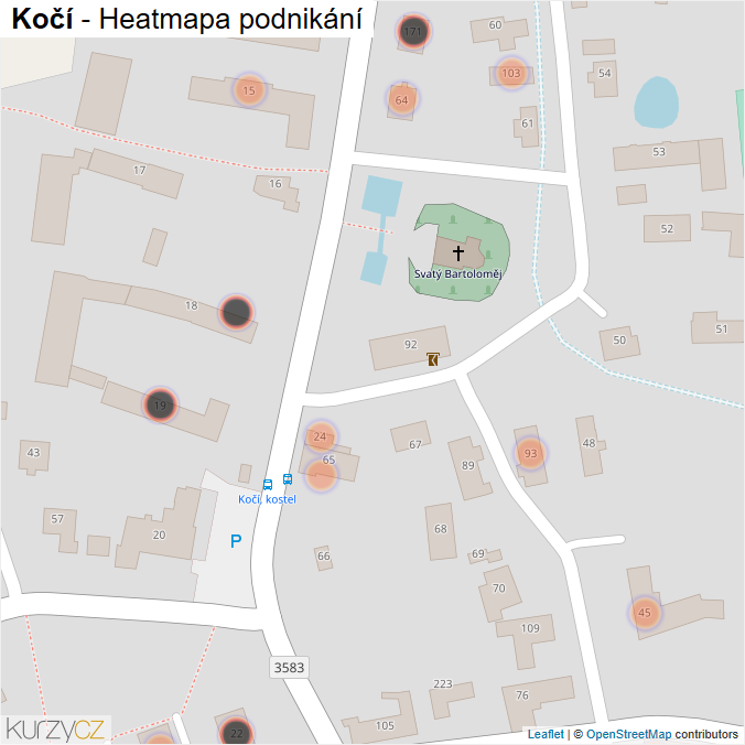 Mapa Kočí - Firmy v obci.