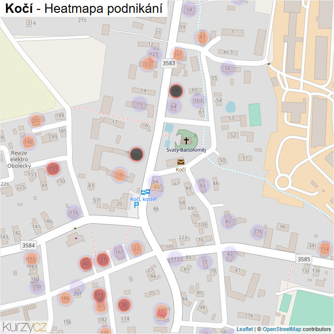 Mapa Kočí - Firmy v části obce.