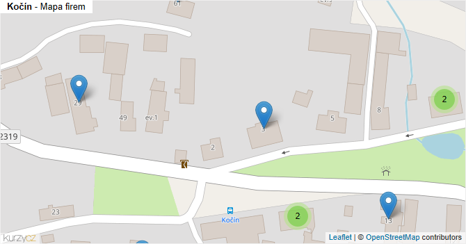 Kočín - mapa firem