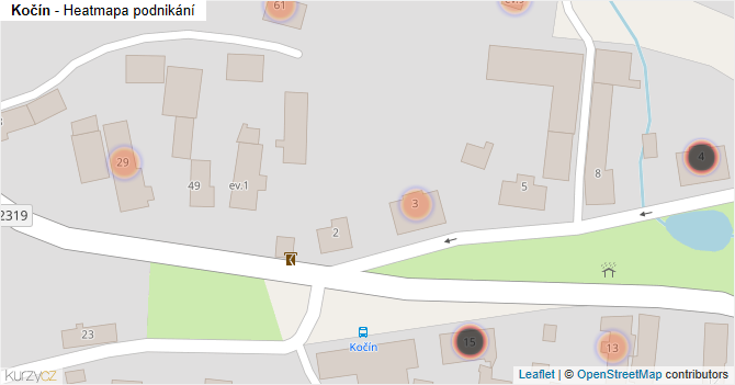 Kočín - mapa podnikání