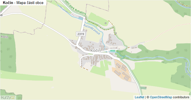 Kočín - mapa části obce
