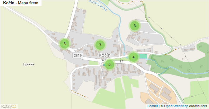 Kočín - mapa firem