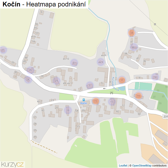 Mapa Kočín - Firmy v části obce.
