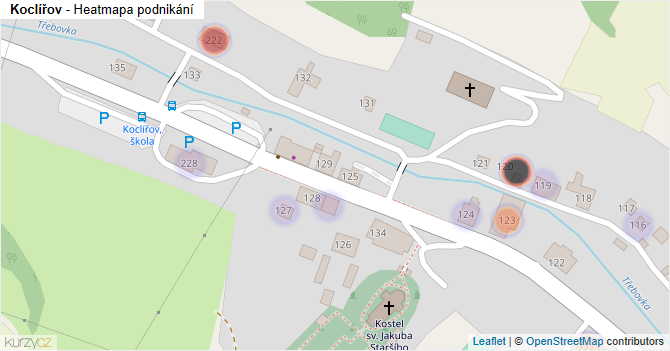 Koclířov - mapa podnikání