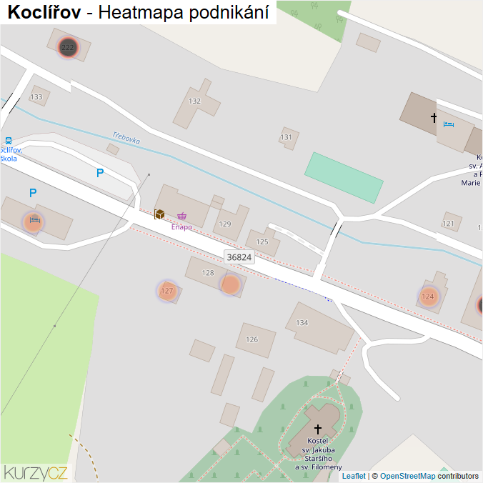 Mapa Koclířov - Firmy v obci.