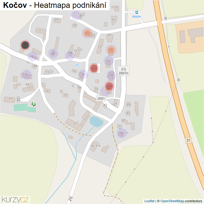 Mapa Kočov - Firmy v části obce.