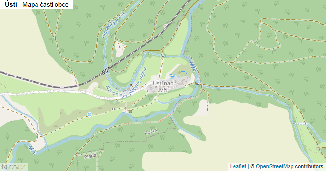 Ústí - mapa části obce