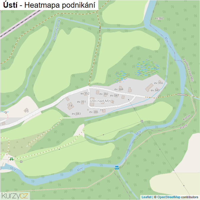 Mapa Ústí - Firmy v části obce.