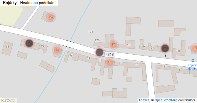 Kojátky - mapa podnikání