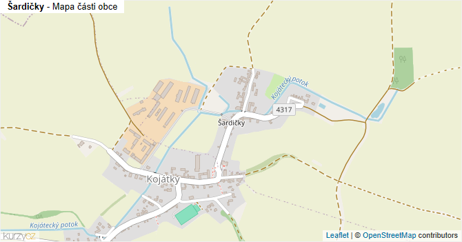 Šardičky - mapa části obce