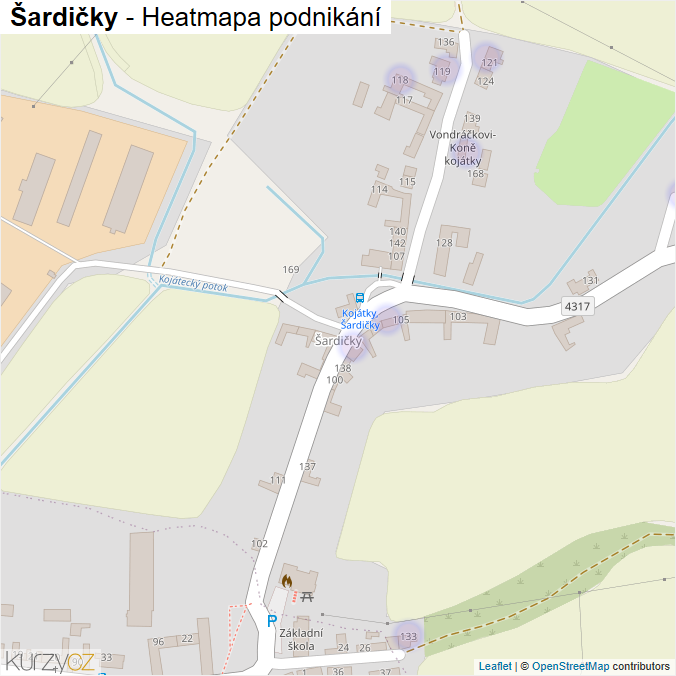 Mapa Šardičky - Firmy v části obce.