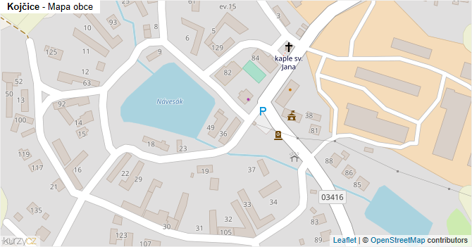 Kojčice - mapa obce