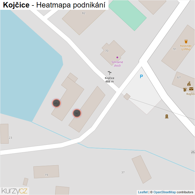 Mapa Kojčice - Firmy v obci.