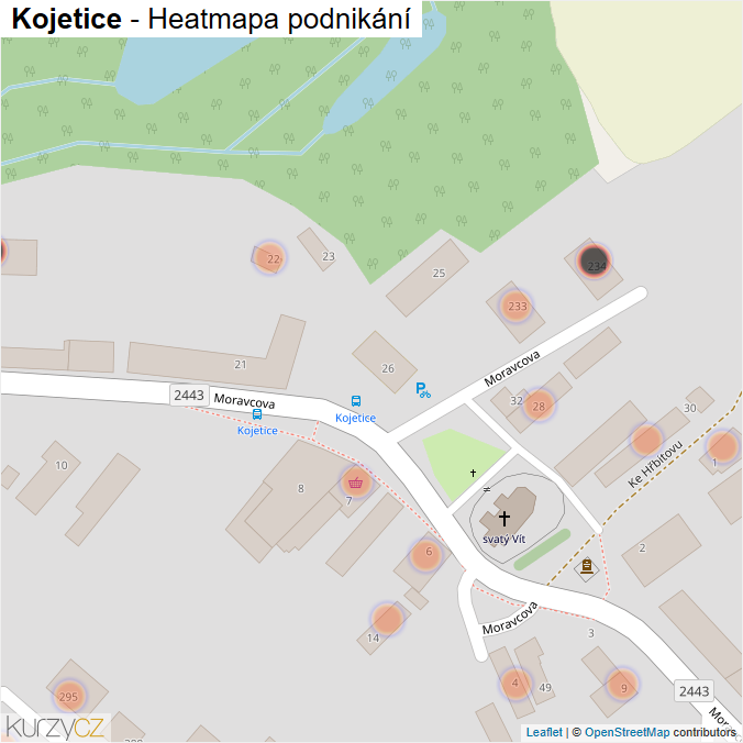 Mapa Kojetice - Firmy v obci.