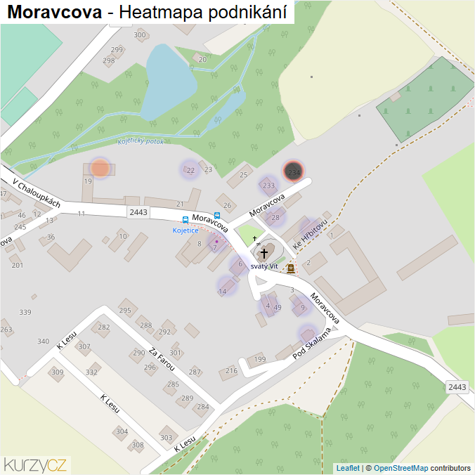 Mapa Moravcova - Firmy v ulici.