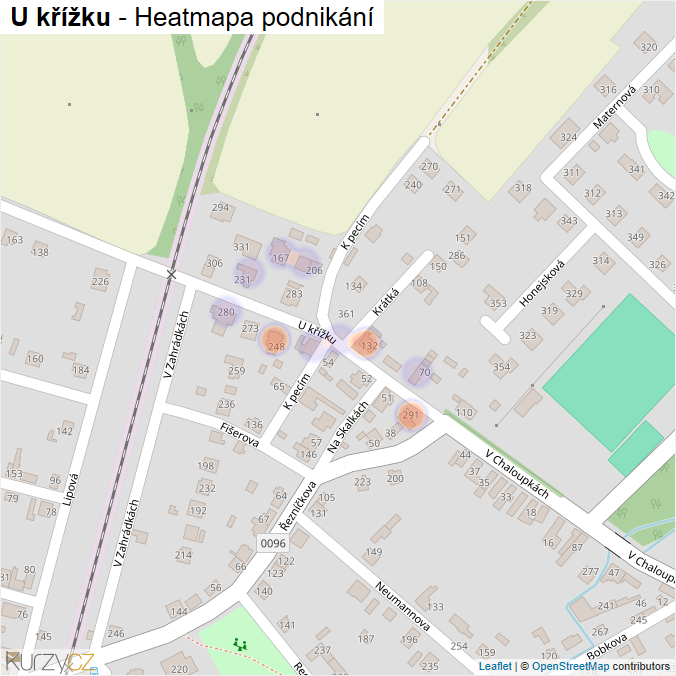 Mapa U křížku - Firmy v ulici.