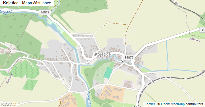 Kojetice - mapa části obce