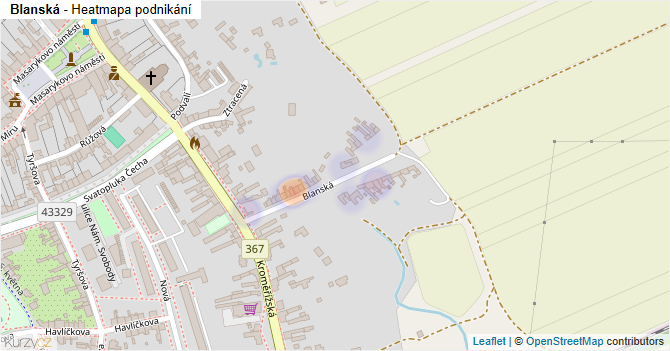 Blanská - mapa podnikání