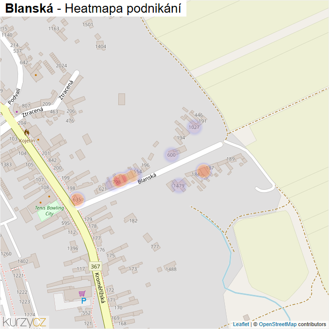 Mapa Blanská - Firmy v ulici.