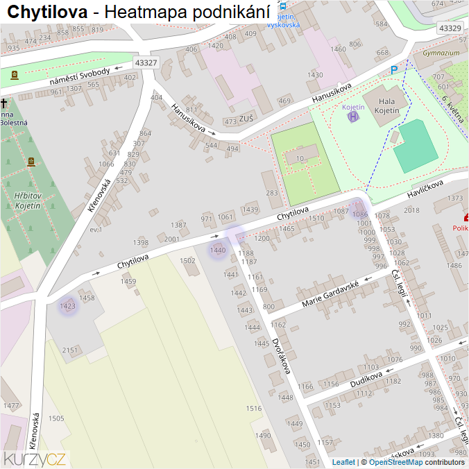 Mapa Chytilova - Firmy v ulici.