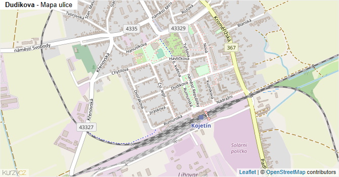 Dudíkova - mapa ulice