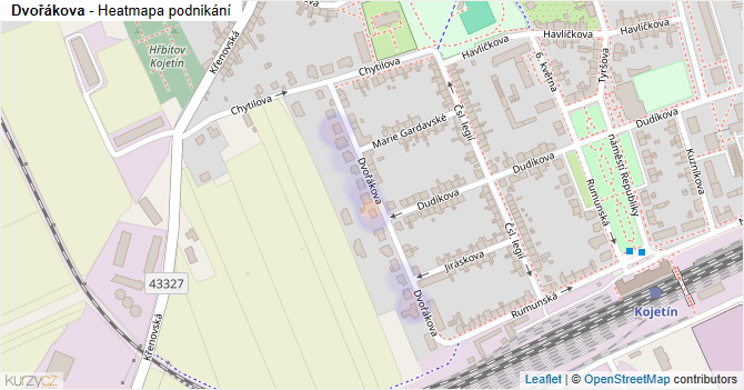 Dvořákova - mapa podnikání