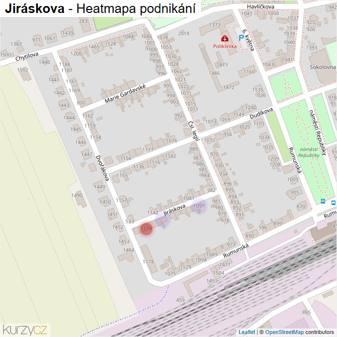 Mapa Jiráskova - Firmy v ulici.