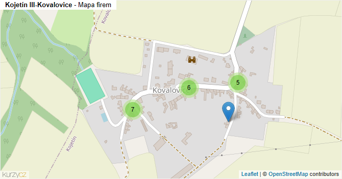 Kojetín III-Kovalovice - mapa firem