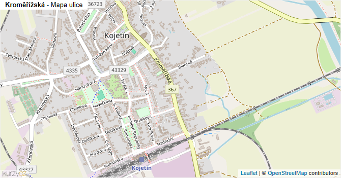 Kroměřížská - mapa ulice