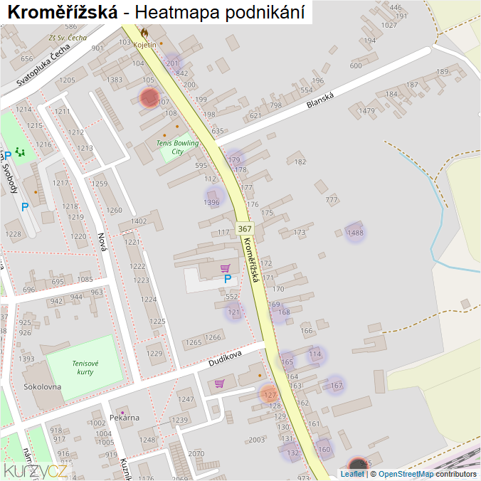 Mapa Kroměřížská - Firmy v ulici.