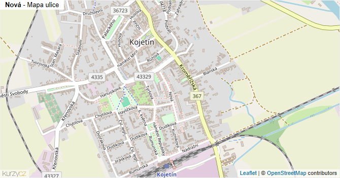 Nová - mapa ulice