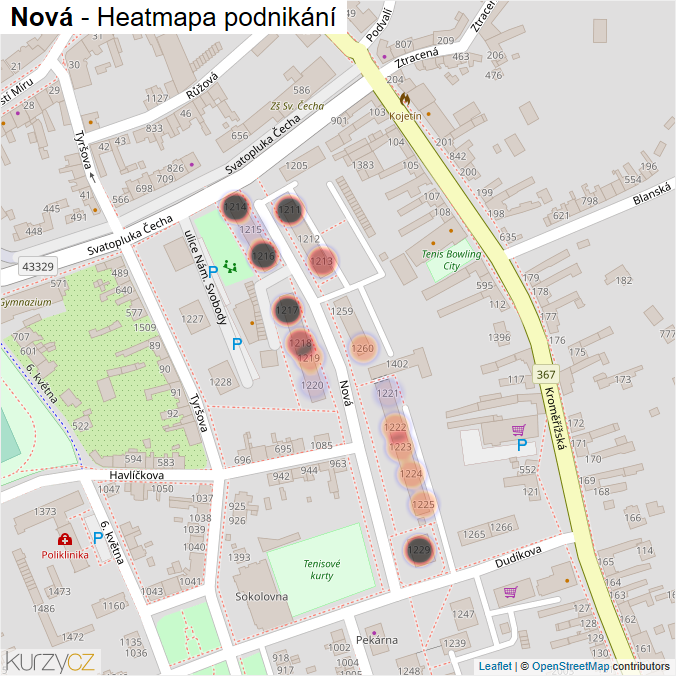 Mapa Nová - Firmy v ulici.