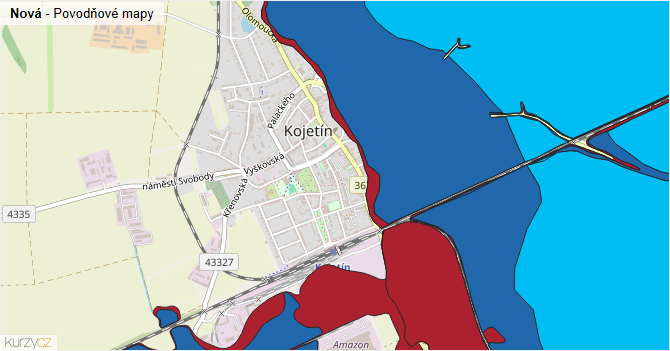 Nová - záplavové mapy stoleté vody
