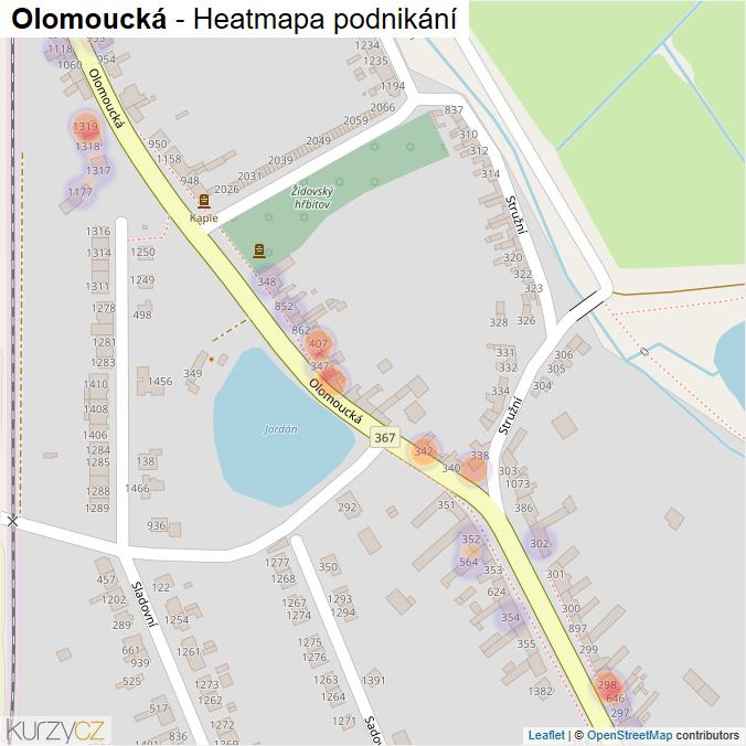 Mapa Olomoucká - Firmy v ulici.