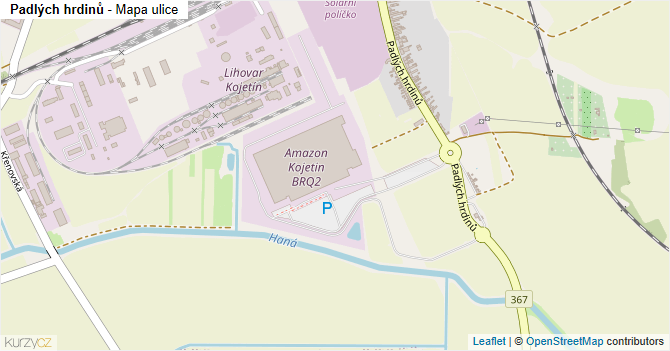 Padlých hrdinů - mapa ulice