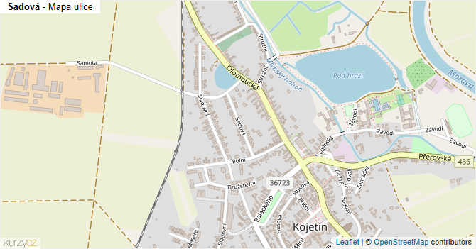 Sadová - mapa ulice