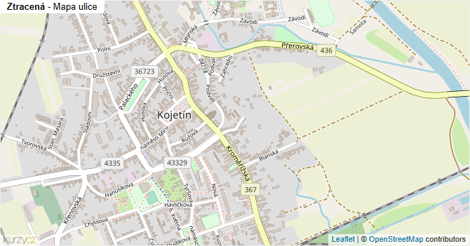 Ztracená - mapa ulice
