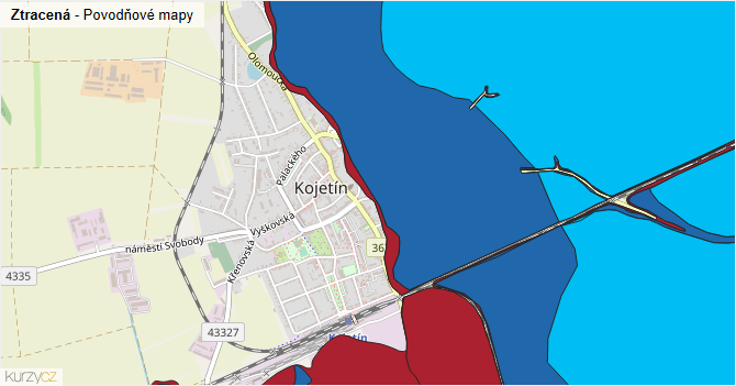 Ztracená - záplavové mapy stoleté vody
