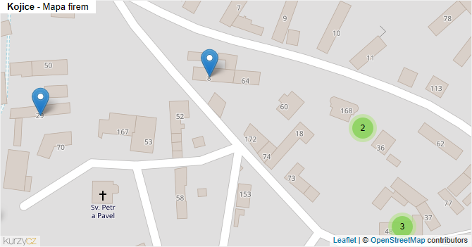 Kojice - mapa firem