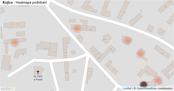 Kojice - mapa podnikání