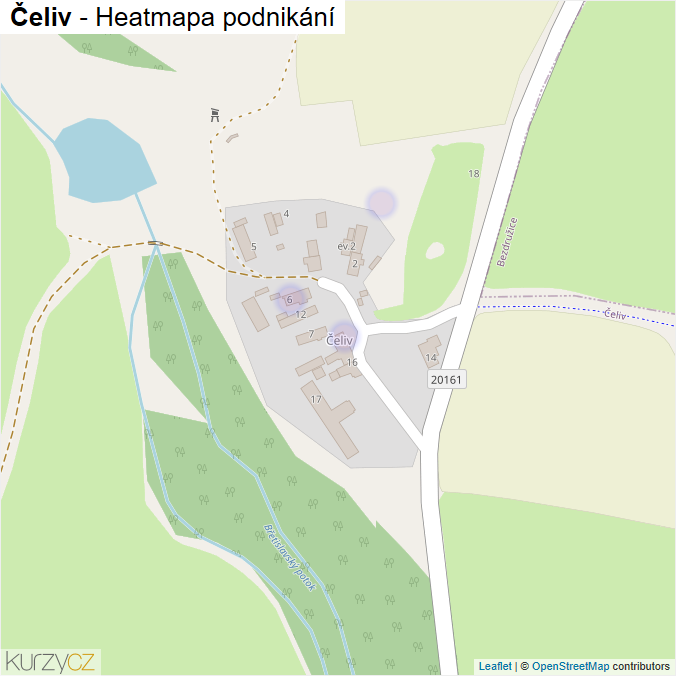 Mapa Čeliv - Firmy v části obce.