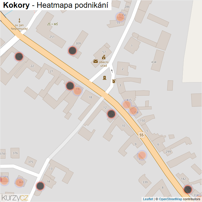 Mapa Kokory - Firmy v obci.