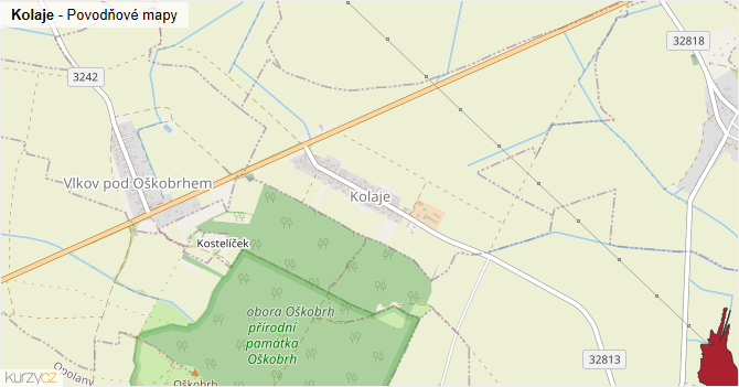 Kolaje - záplavové mapy stoleté vody