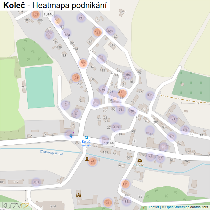 Mapa Koleč - Firmy v části obce.