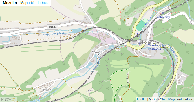 Mozolín - mapa části obce