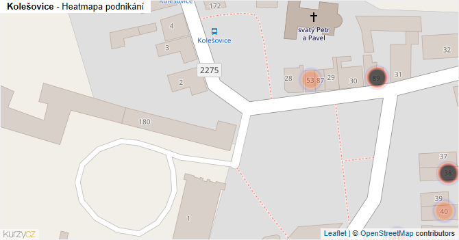 Kolešovice - mapa podnikání